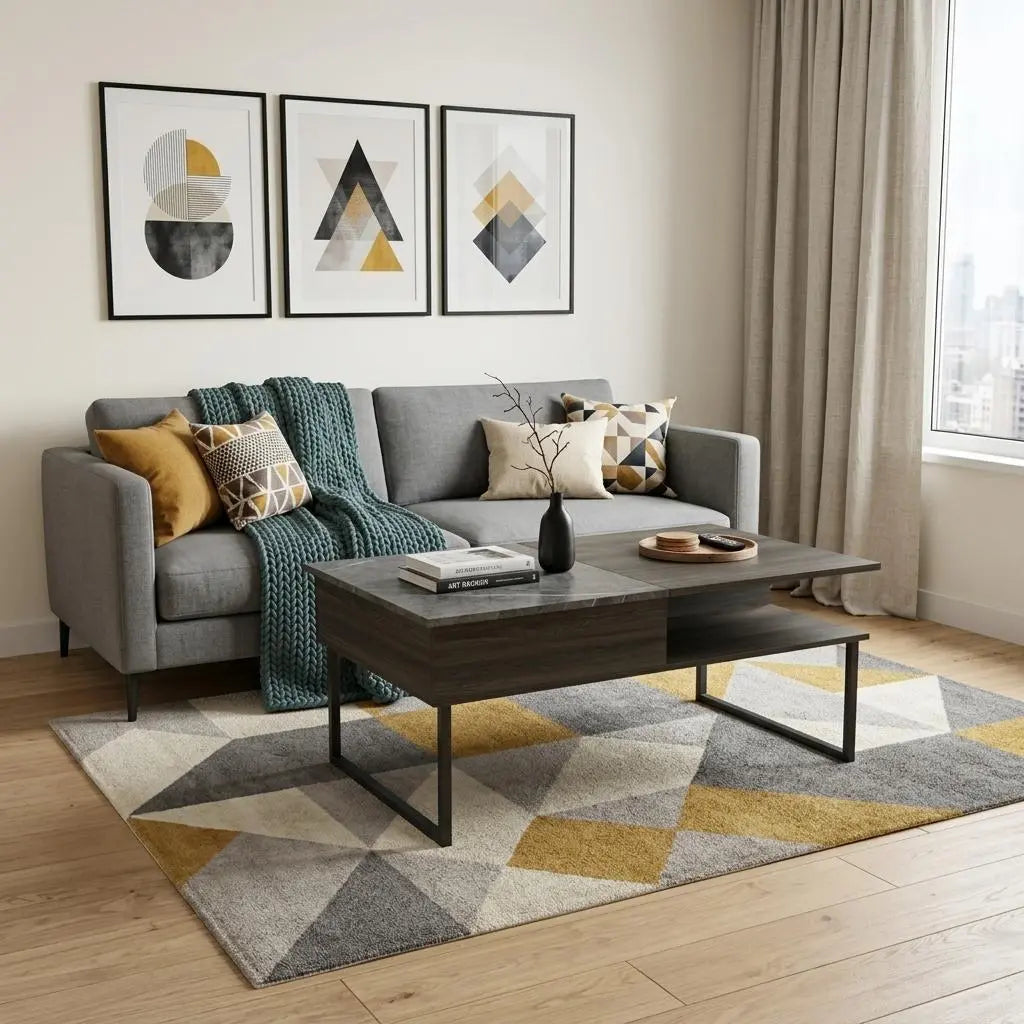 41" Espresso And Black Wood And Metal Lift Top Coffee Table With Shelf Homeroots Living Room