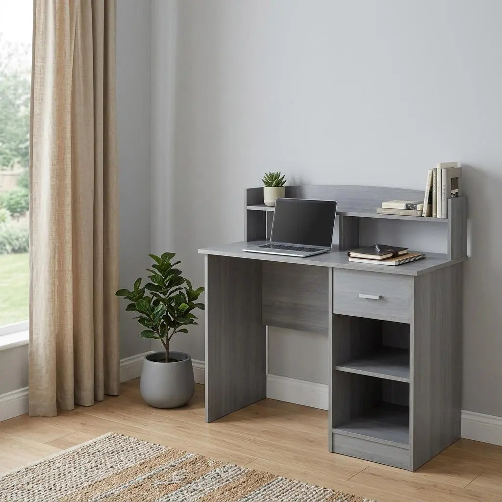 41" Gray Wood Writing Desk Homeroots