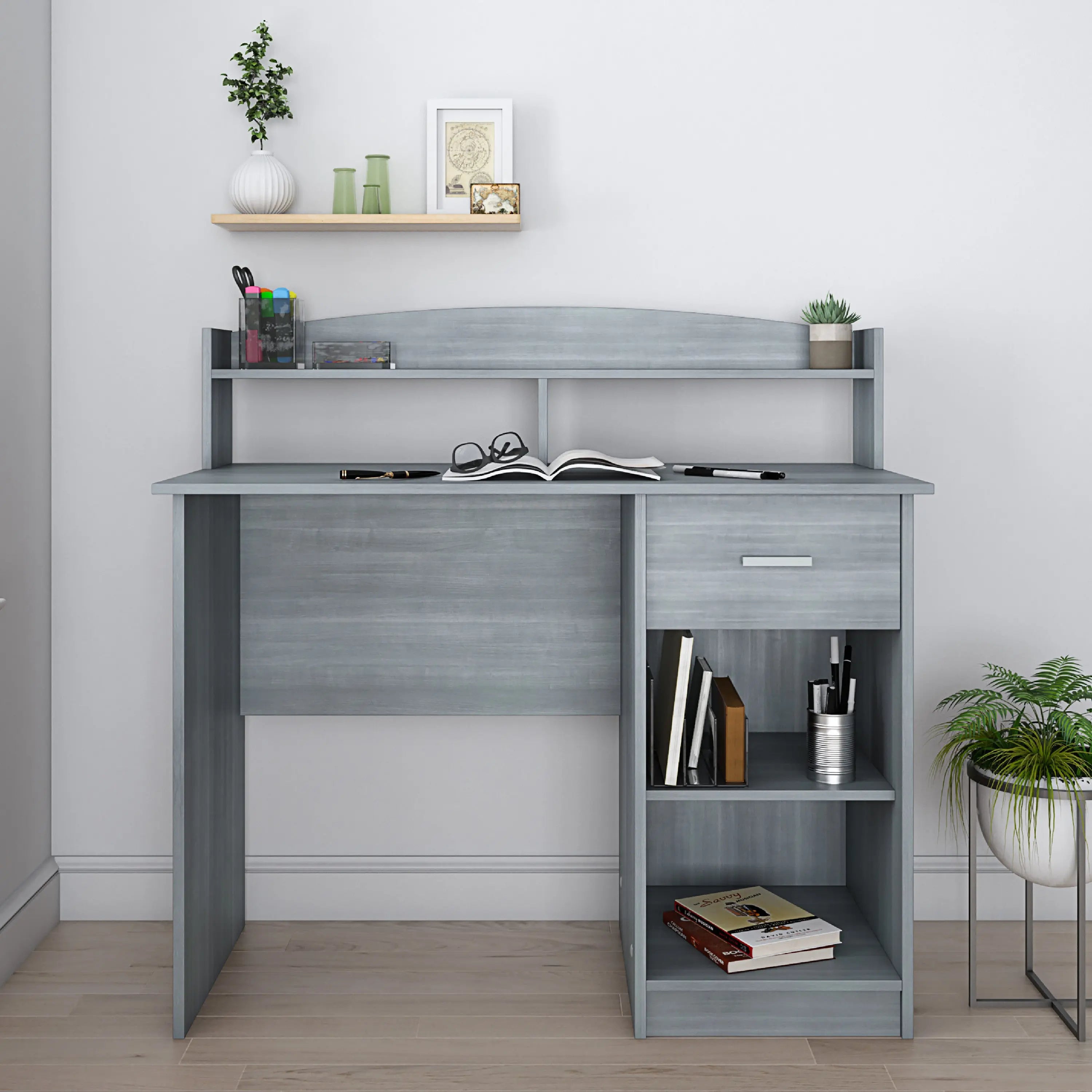 41" Gray Wood Writing Desk Homeroots