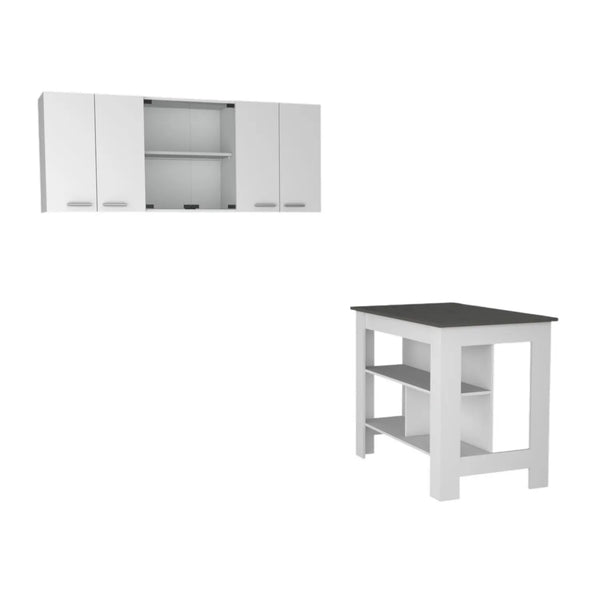 41" Gray and White Wood Kitchen Island Set With Storage Homeroots Kitchen & Dining