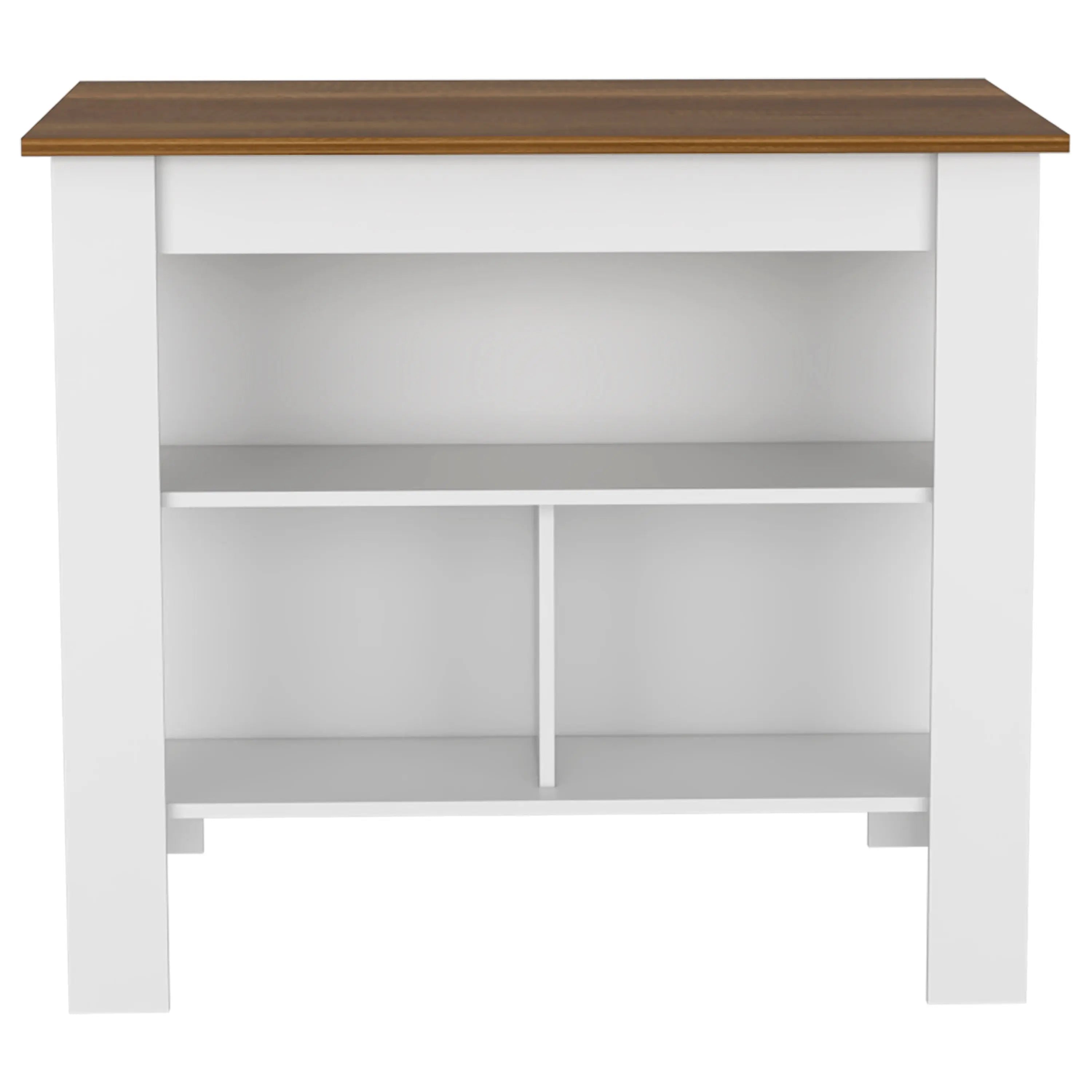 41" Natural and White Wood Flat Door Kitchen Island Set With Storage Homeroots Kitchen & Dining