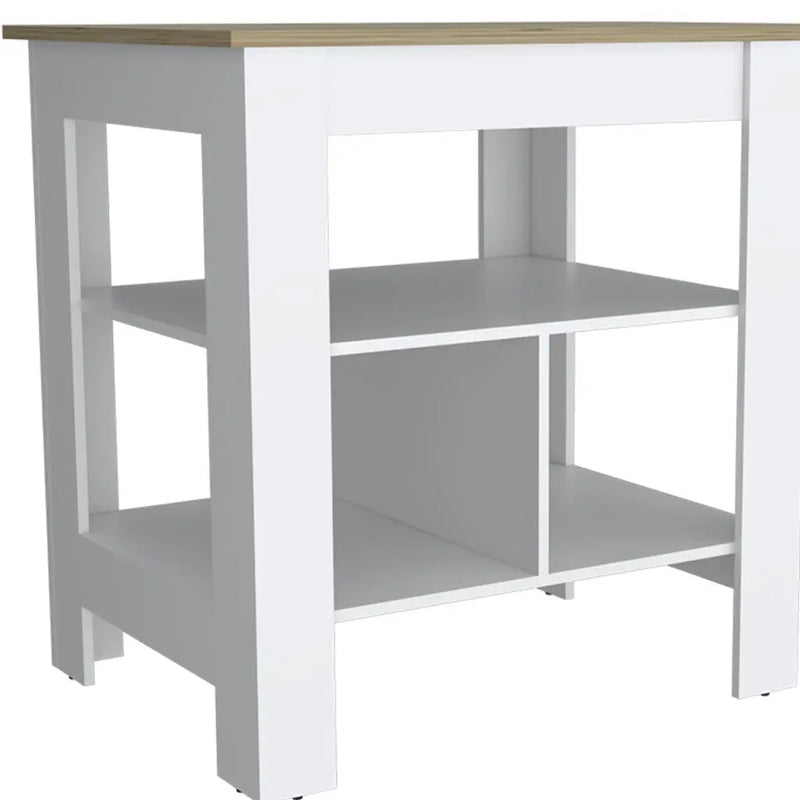 41" Natural and White Wood Kitchen Island Set With Storage Homeroots Kitchen & Dining