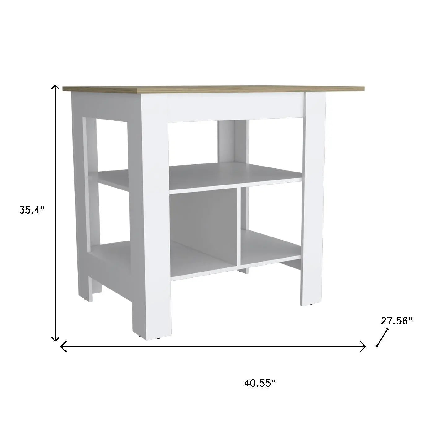 41" Natural and White Wood Kitchen Island Set With Storage Homeroots Kitchen & Dining
