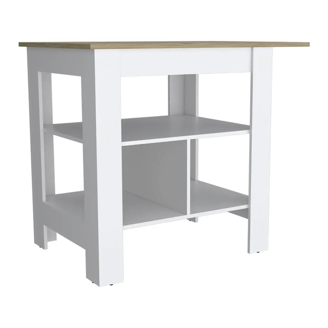 41" Natural and White Wood Kitchen Island Set With Storage Homeroots Kitchen & Dining