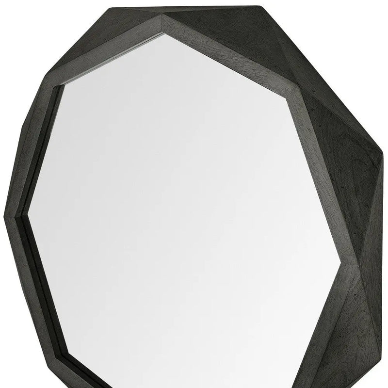 41" Octagon Black Wood Frame Wall Mirror Homeroots Bed & Bath