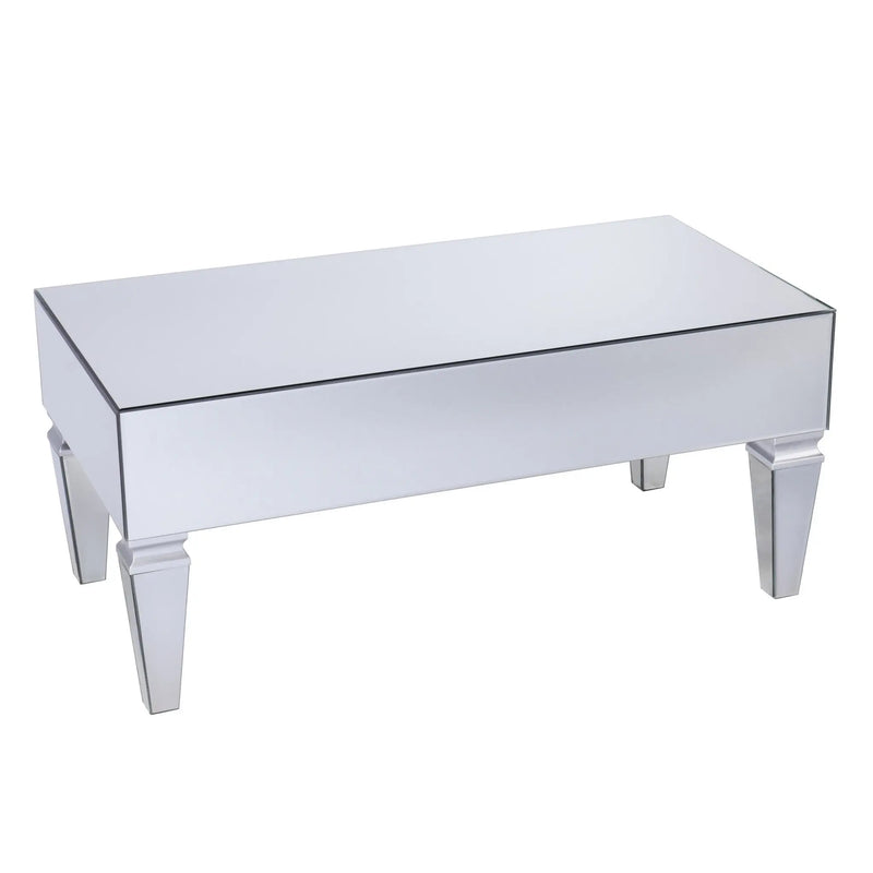 41" Silver Glass With Iron Mirrored Coffee Table Homeroots Living Room