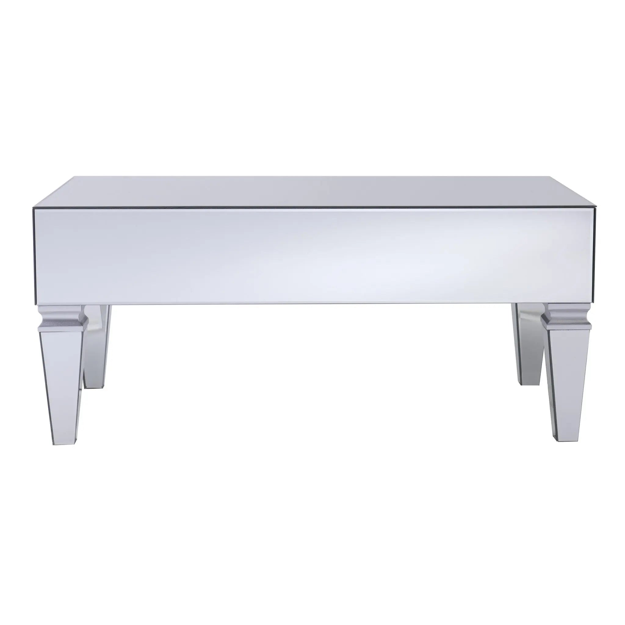 41" Silver Glass With Iron Mirrored Coffee Table Homeroots Living Room