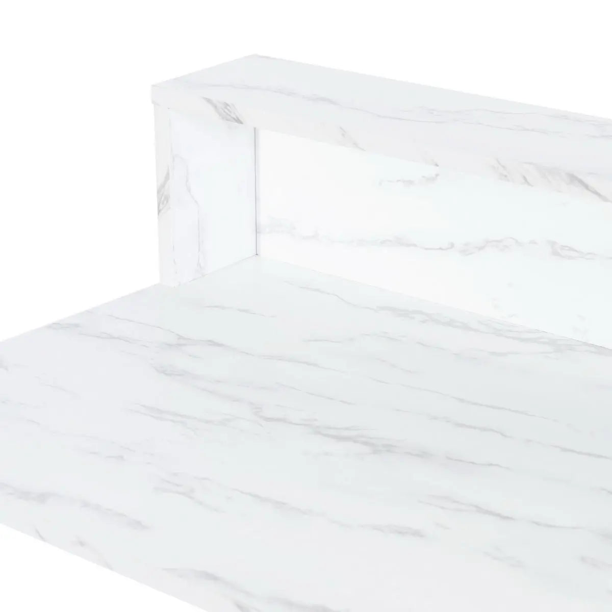 41" White And Gold Faux Marble and Steel Vanity Table with Mirror Homeroots Living Room