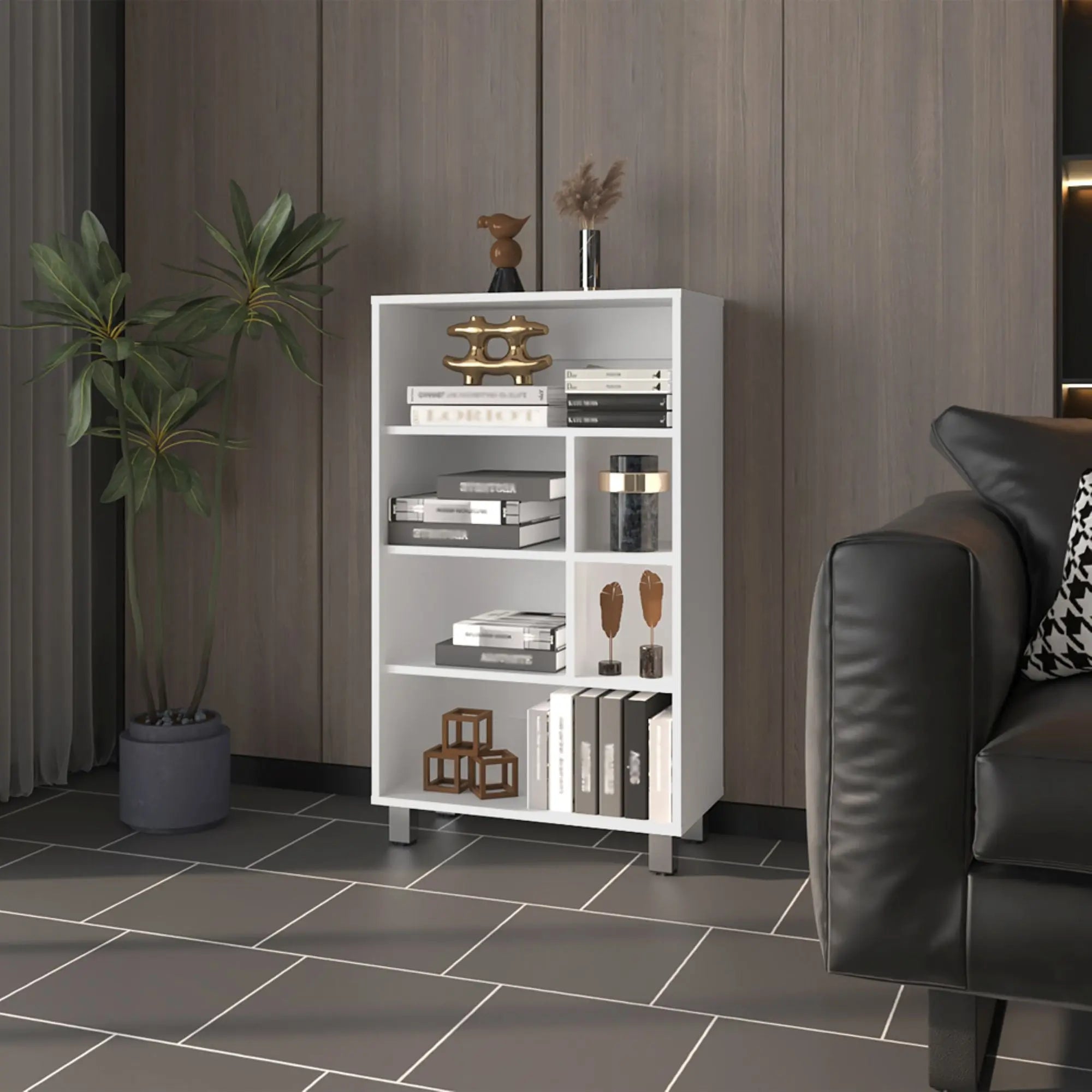 41" White Wood Four Tier Bookcase Homeroots Office