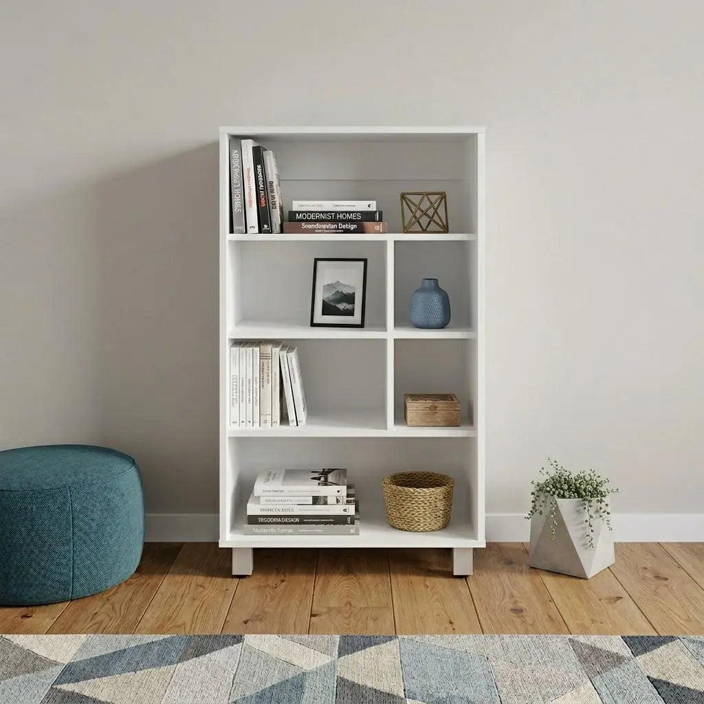 41" White Wood Four Tier Bookcase Homeroots Office