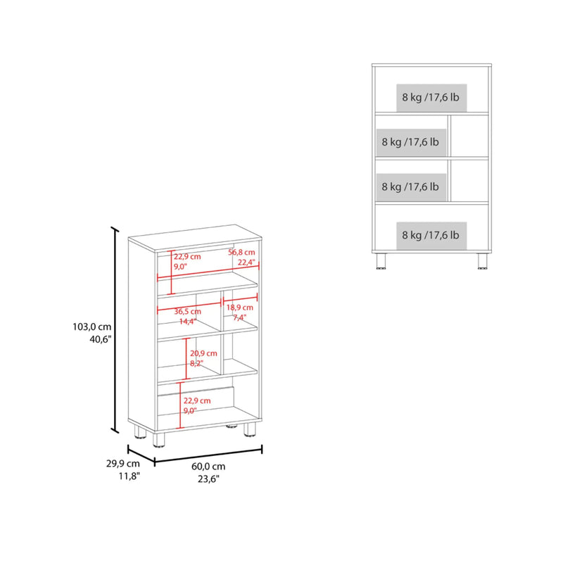41" White Wood Four Tier Bookcase Homeroots Office