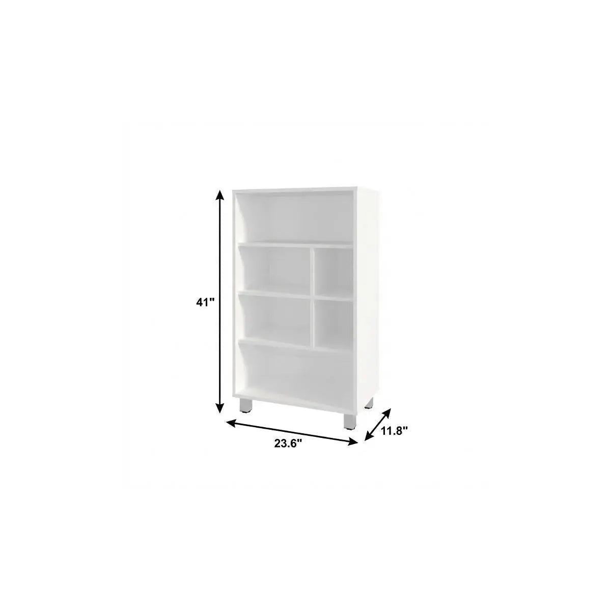 41" White Wood Four Tier Bookcase Homeroots Office