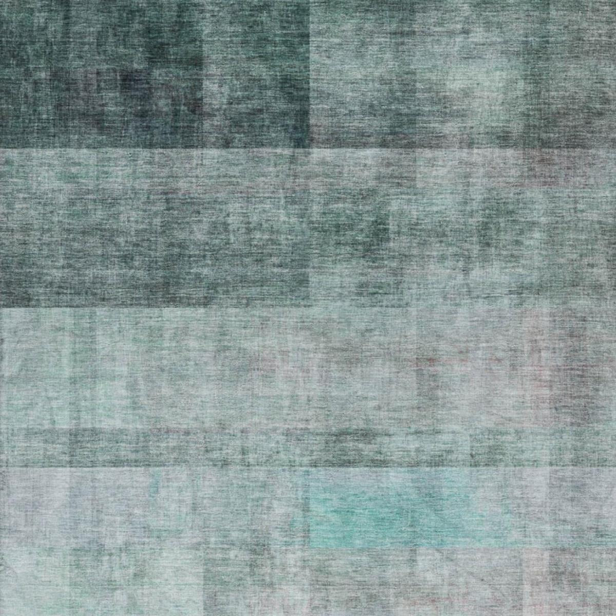 5' X 8' Teal And Gray Geometric Shag Washable Area Rug With UV Protection - Home & Garden