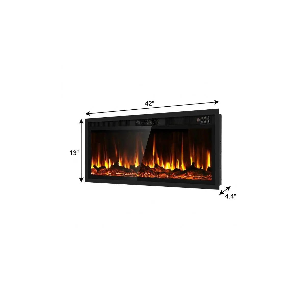 42" Black And Red Metal Electric Fireplace Insert With LED Homeroots Home Decor