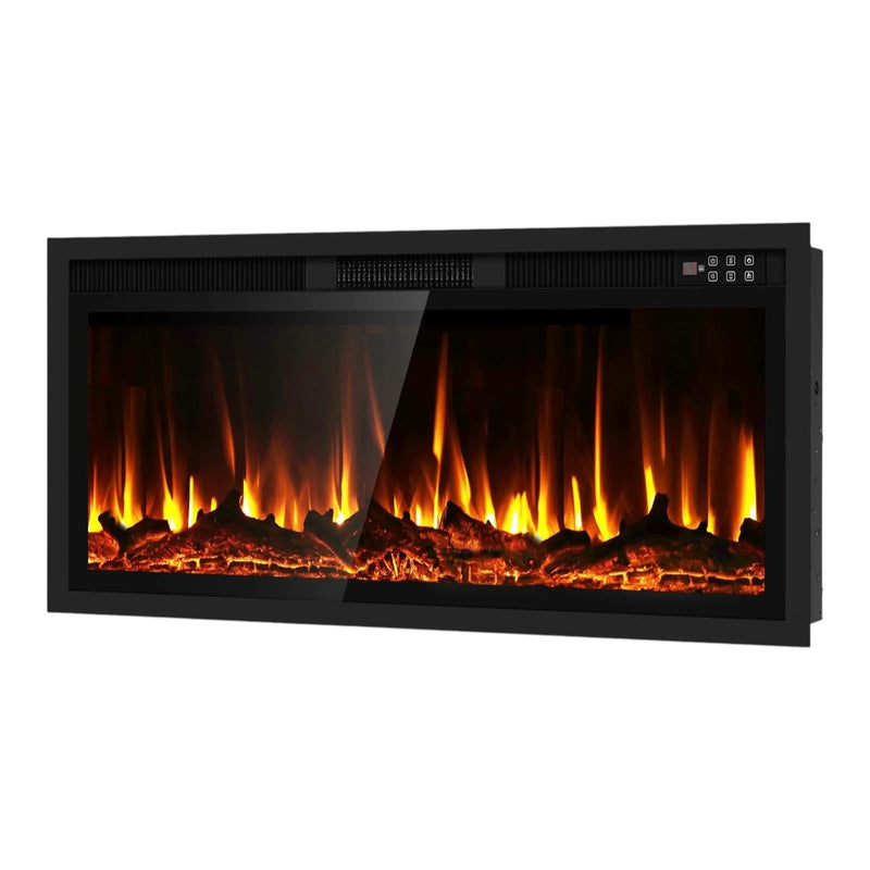 42" Black And Red Metal Electric Fireplace Insert With LED Homeroots Home Decor