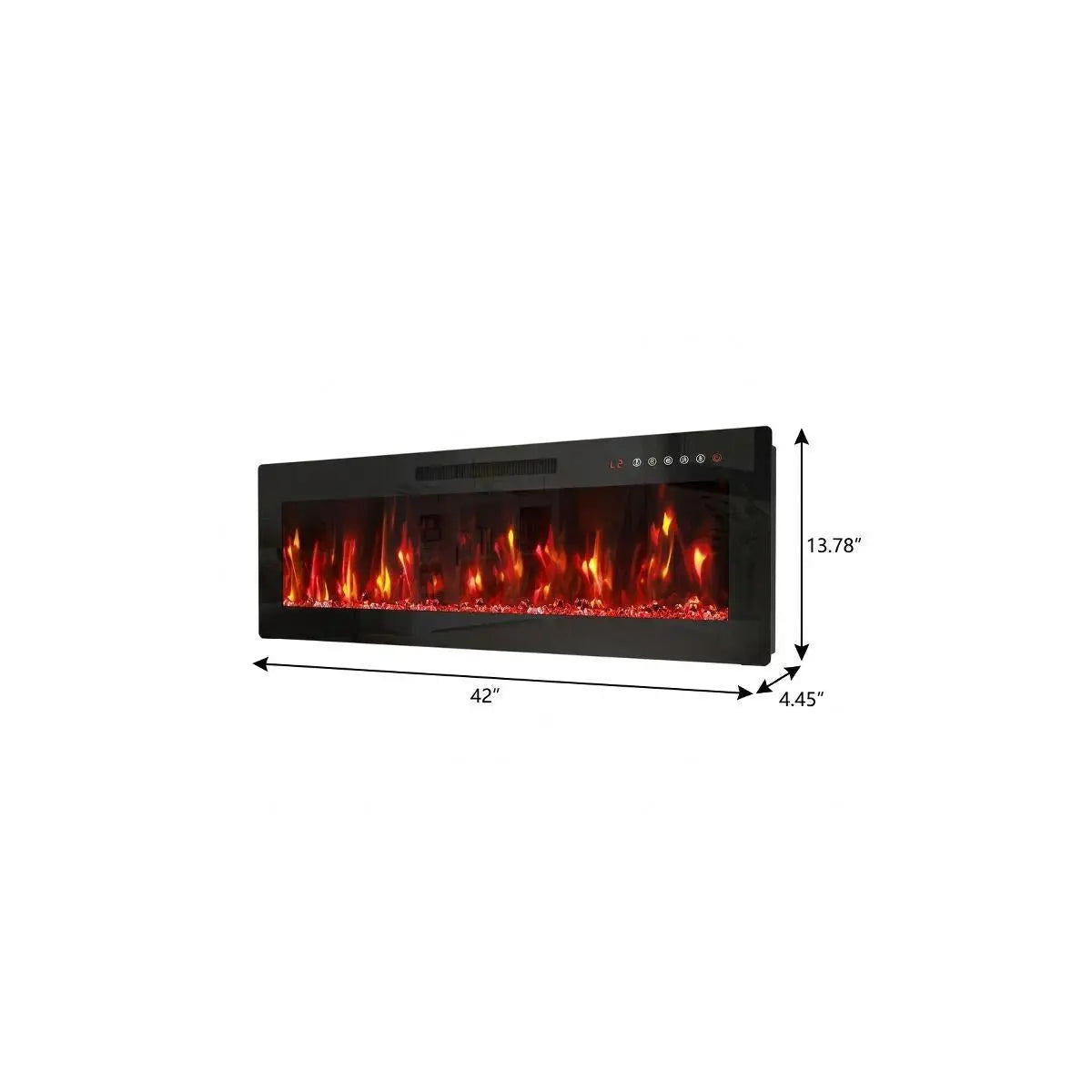 42" Black And Red Metal Electric Fireplace Insert With LED Homeroots Home Decor