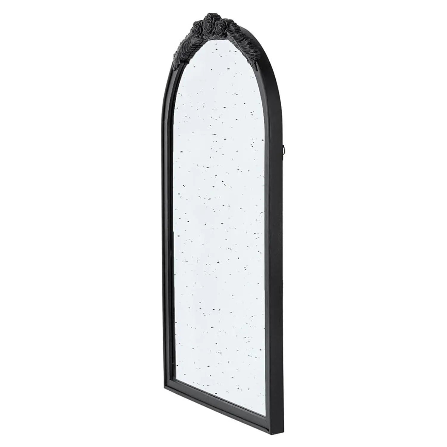 42" Black Crowned Top Antiqued Glass Arch Framed Accent Mirror Homeroots Bed & Bath