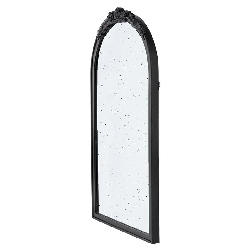 42" Black Crowned Top Antiqued Glass Arch Framed Accent Mirror Homeroots Bed & Bath