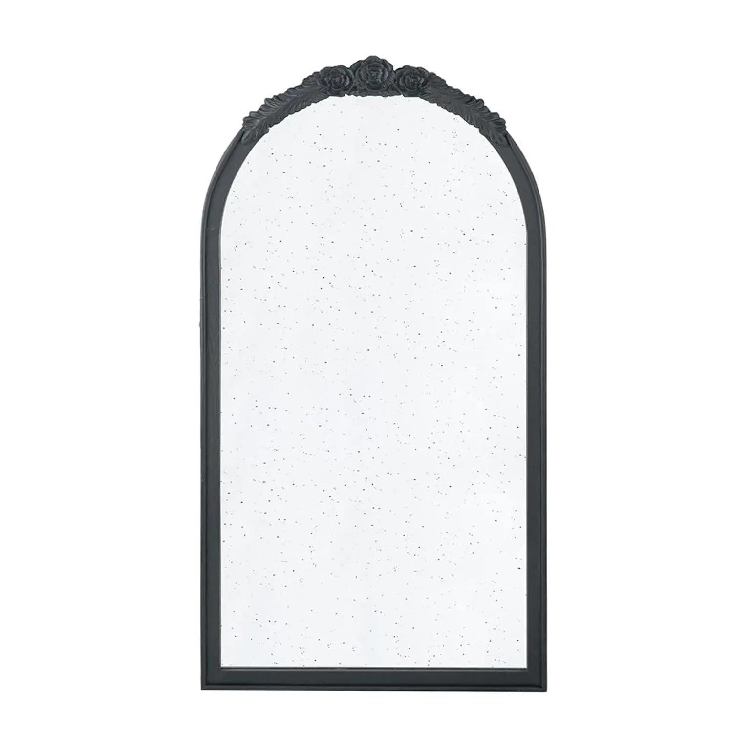 42" Black Crowned Top Antiqued Glass Arch Framed Accent Mirror Homeroots Bed & Bath
