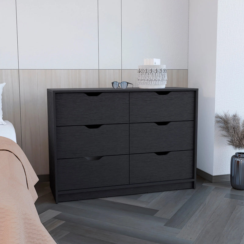 42" Black Four Drawer Double Dresser Homeroots Bed & Bath