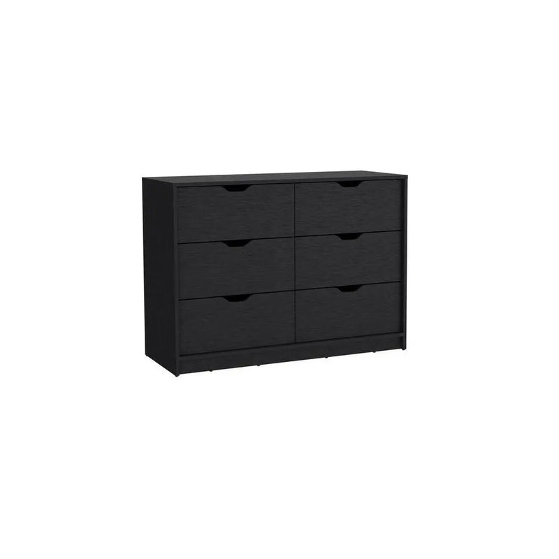 42" Black Four Drawer Double Dresser Homeroots Bed & Bath