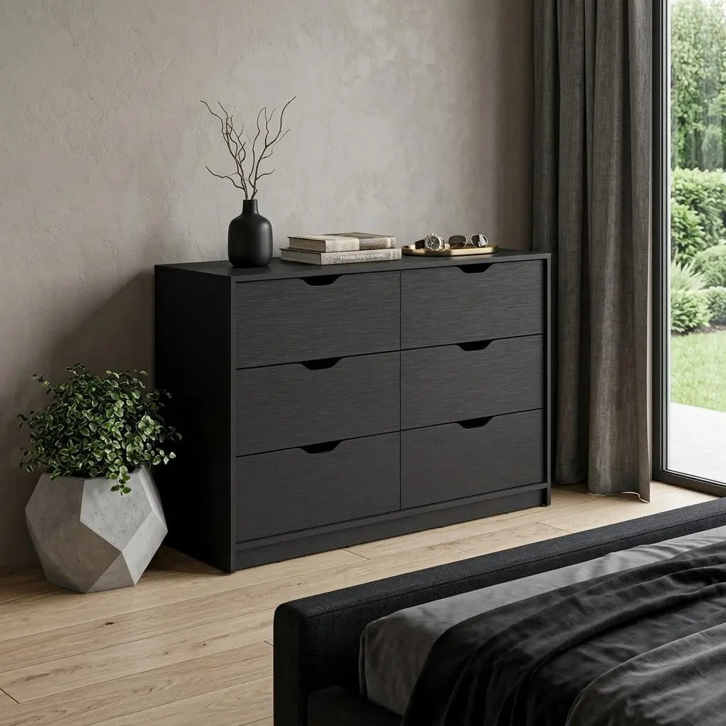 42" Black Four Drawer Dresser Homeroots Bed & Bath