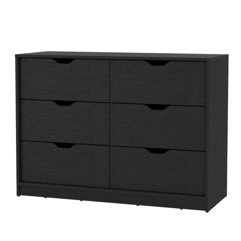 42" Black Manufactured Wood Six Drawer Modern Dresser Homeroots Bed & Bath