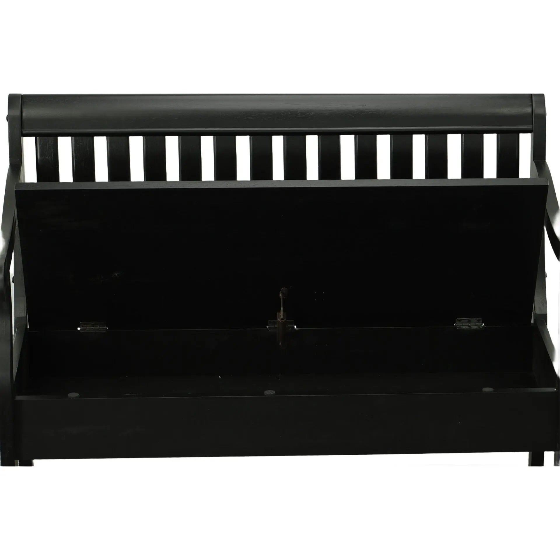 42" Black Solid Wood Distressed Storage Bench With Flip Top Homeroots Living Room