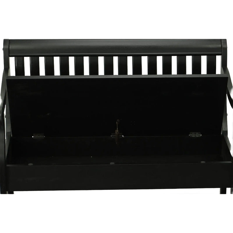 42" Black Solid Wood Distressed Storage Bench With Flip Top Homeroots Living Room