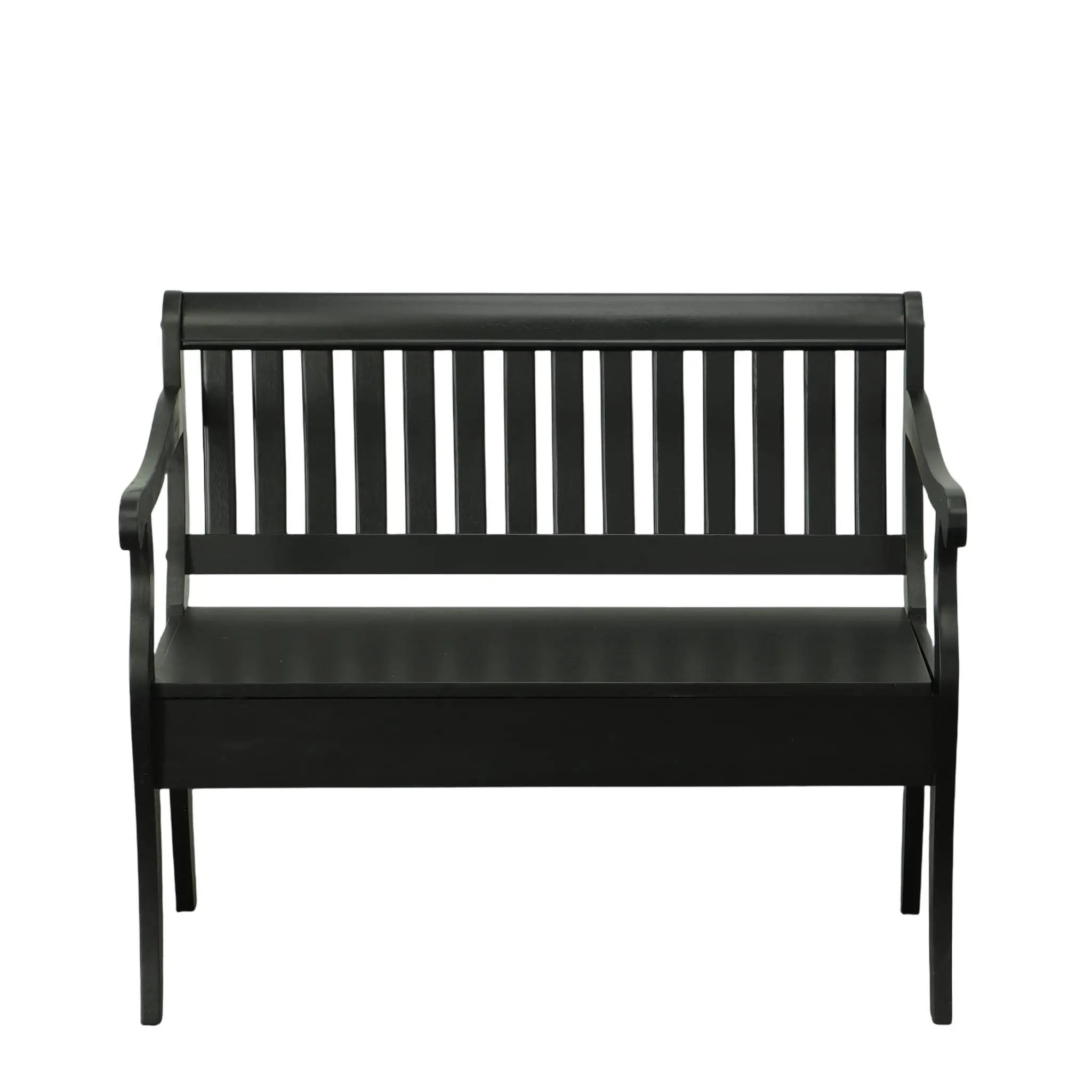 42" Black Solid Wood Distressed Storage Bench With Flip Top Homeroots Living Room