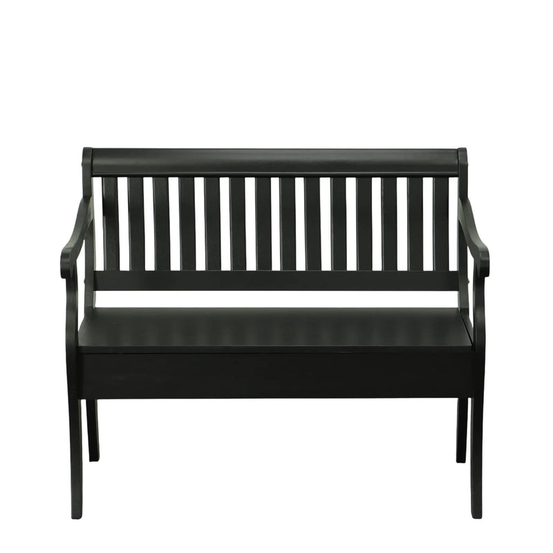 42" Black Solid Wood Distressed Storage Bench With Flip Top Homeroots Living Room