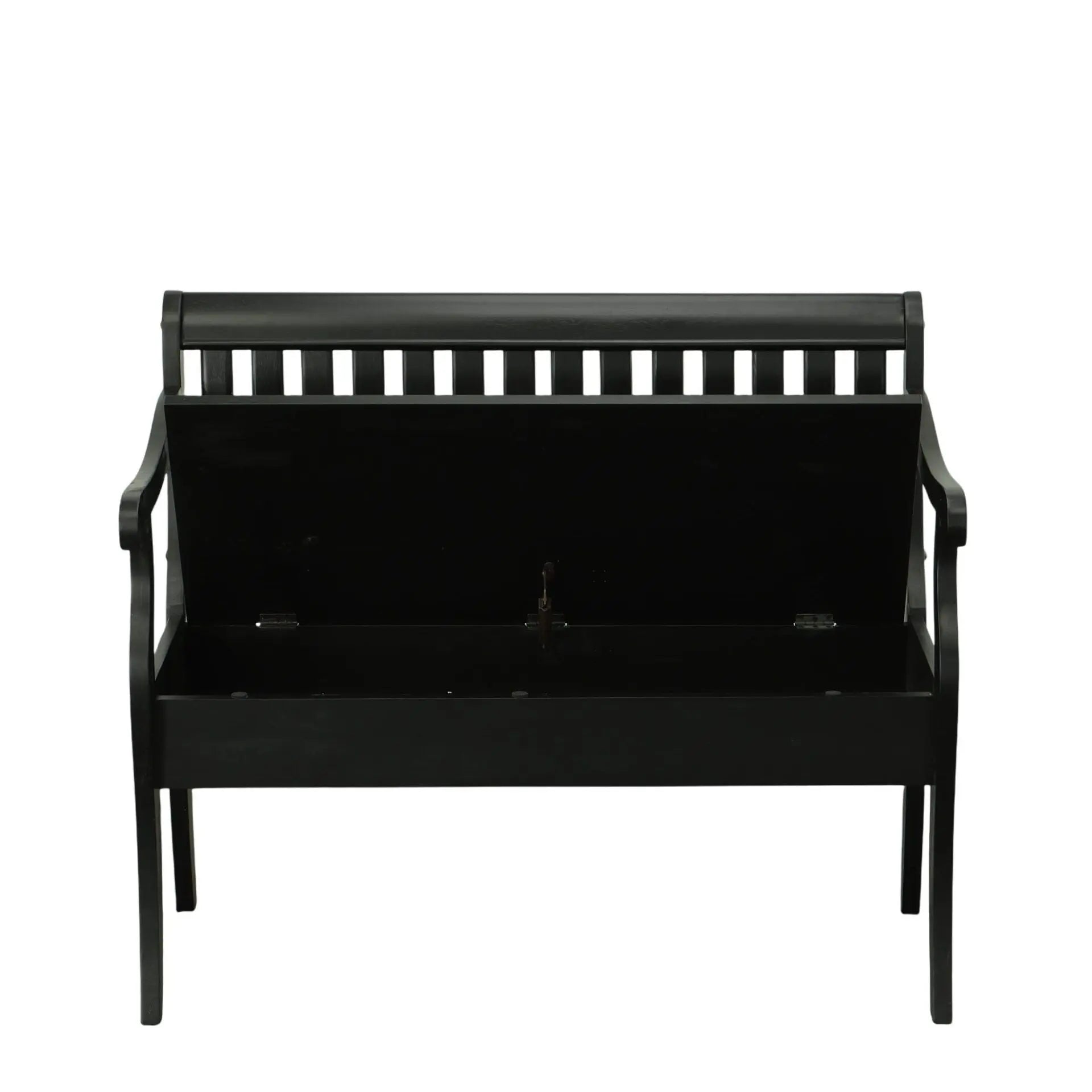42" Black Solid Wood Distressed Storage Bench With Flip Top Homeroots Living Room