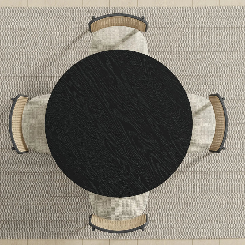 42" Black Solid Wood Round Top Dining Table Homeroots Kitchen & Dining