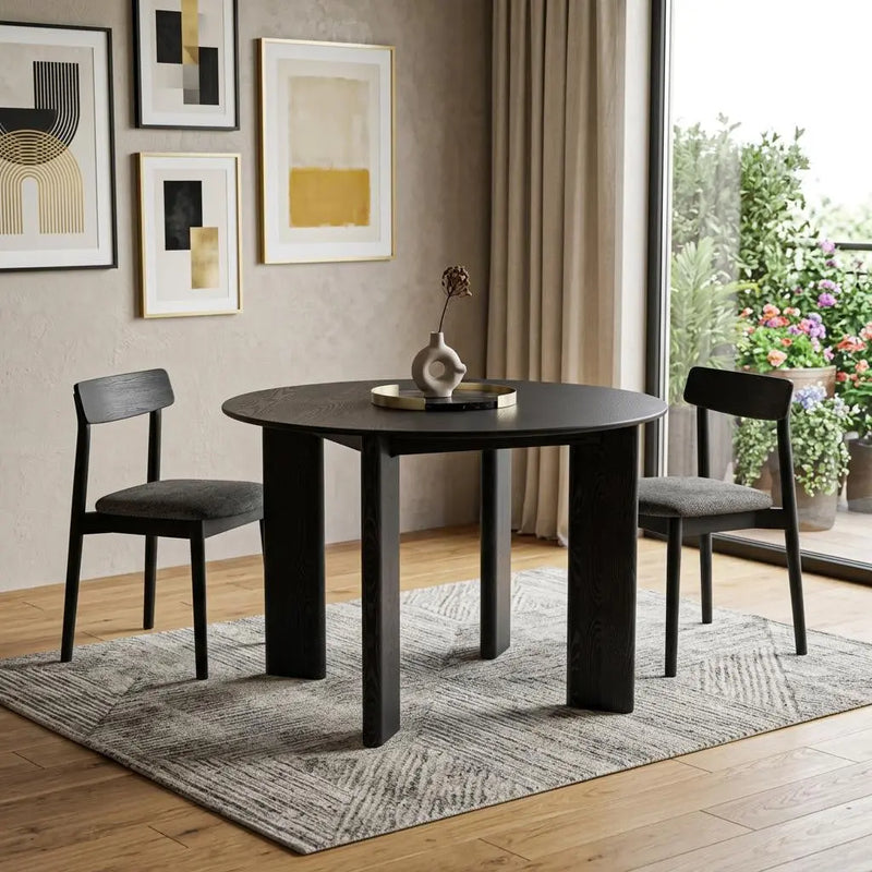 42" Black Solid Wood Round Top Dining Table Homeroots Kitchen & Dining