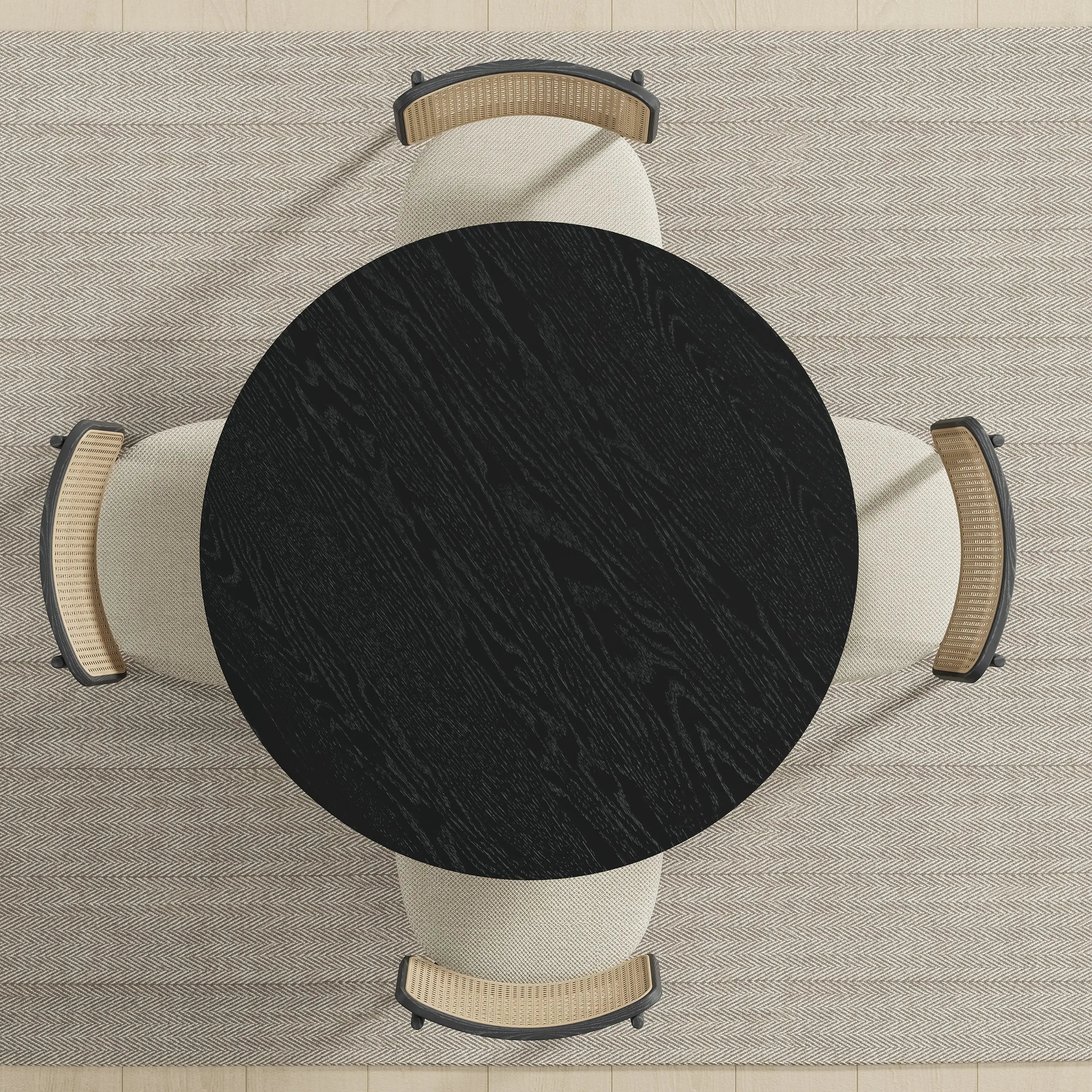 42" Black Solid Wood Round Top Dining Table Homeroots Kitchen & Dining