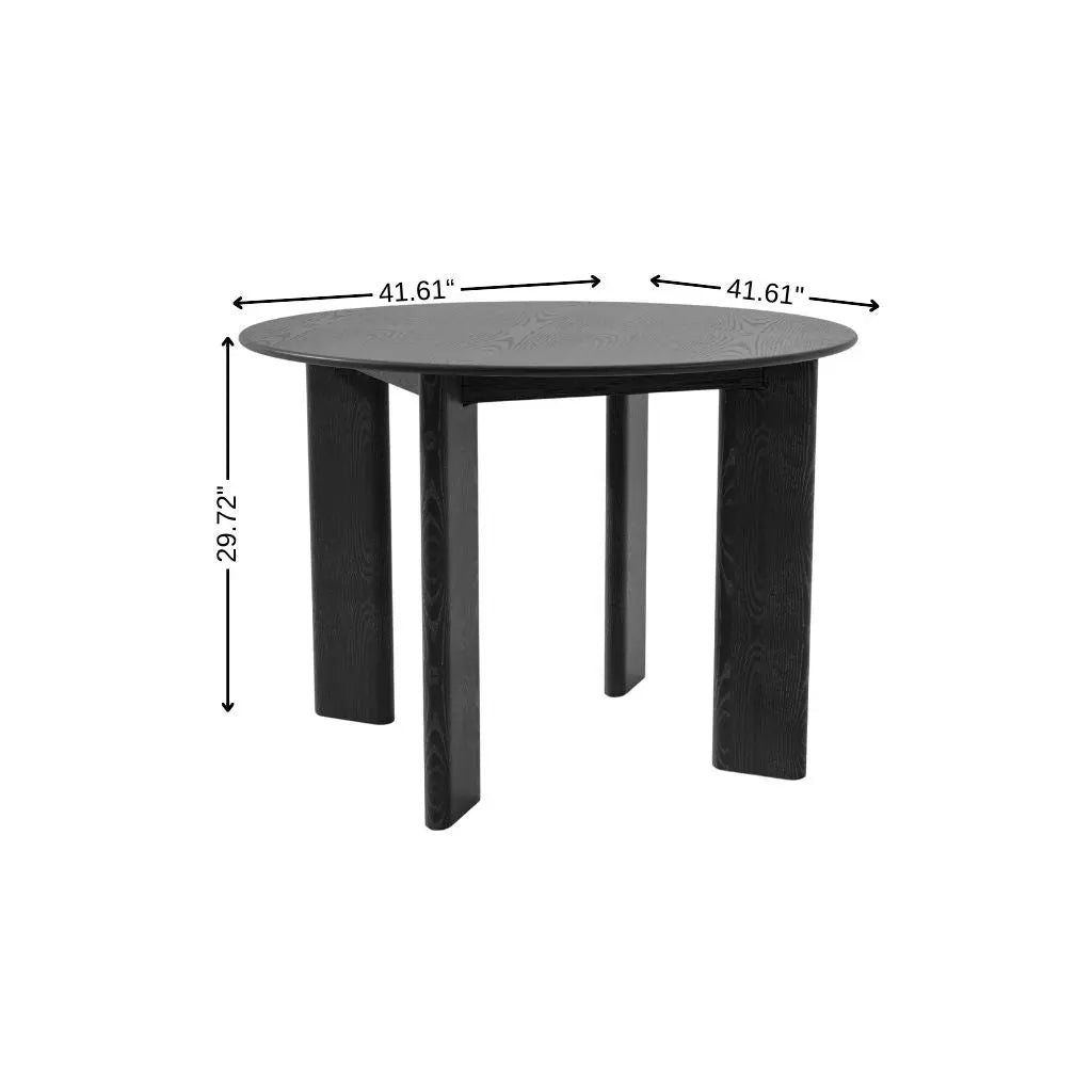 42" Black Solid Wood Round Top Dining Table Homeroots Kitchen & Dining