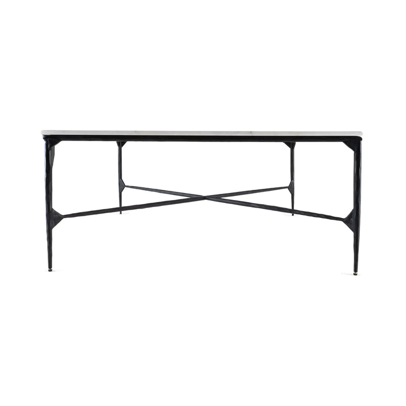 42" Black and White Genuine Marble And Iron Square Coffee Table Homeroots Living Room