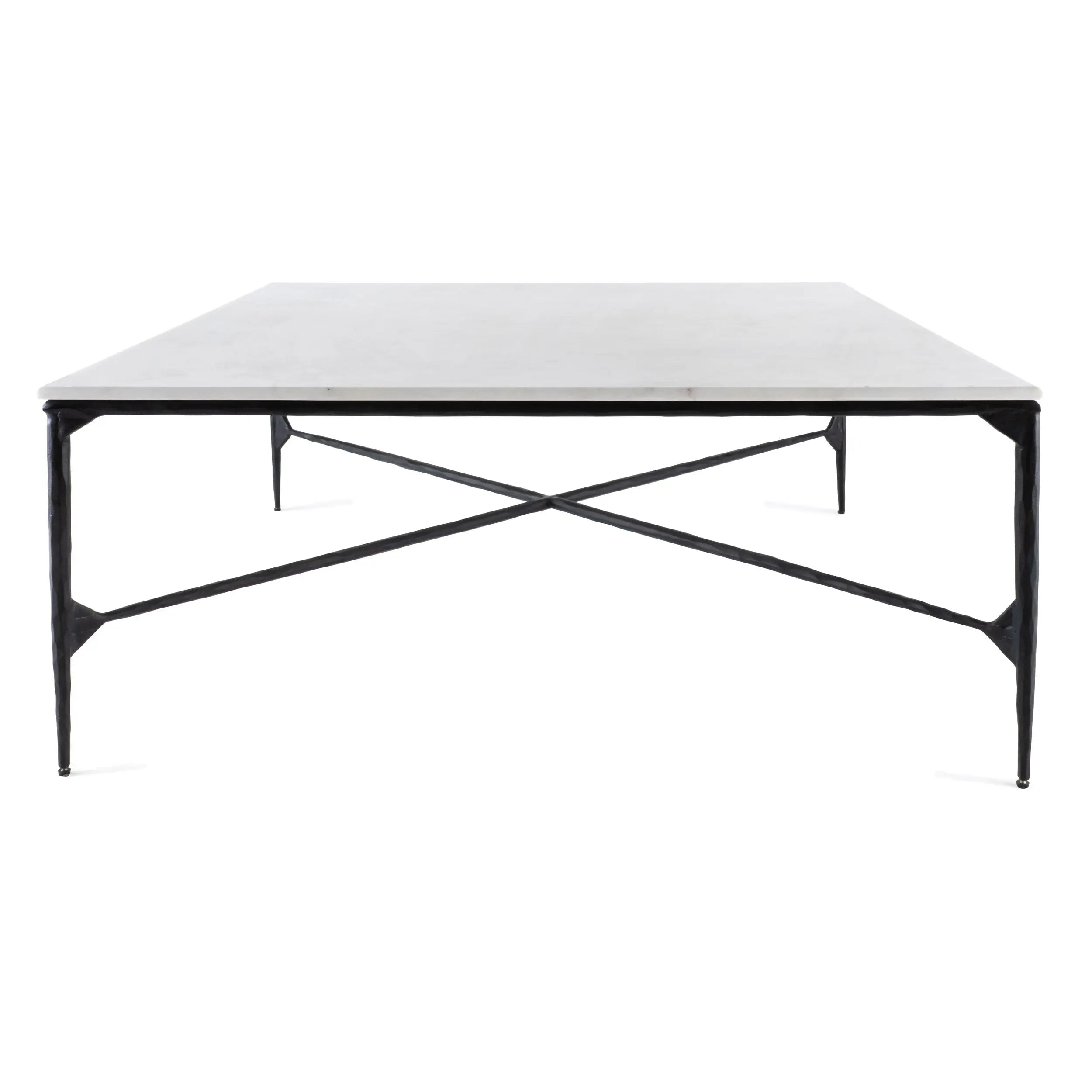 42" Black and White Genuine Marble And Iron Square Coffee Table Homeroots Living Room