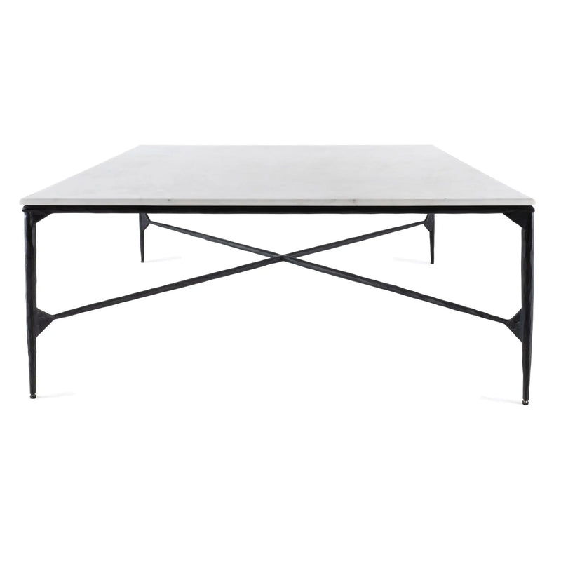 42" Black and White Genuine Marble And Iron Square Coffee Table Homeroots Living Room