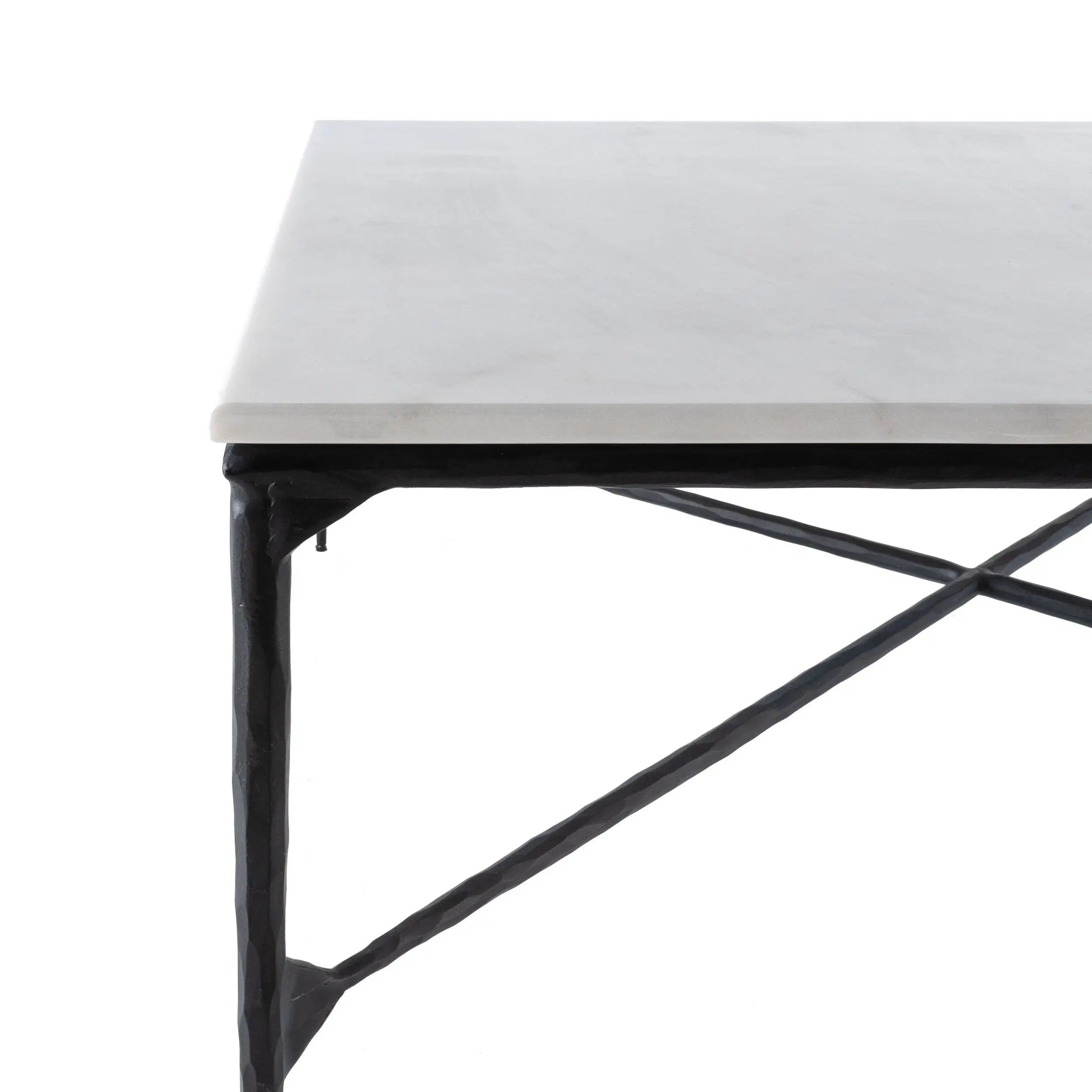 42" Black and White Genuine Marble And Iron Square Coffee Table Homeroots Living Room