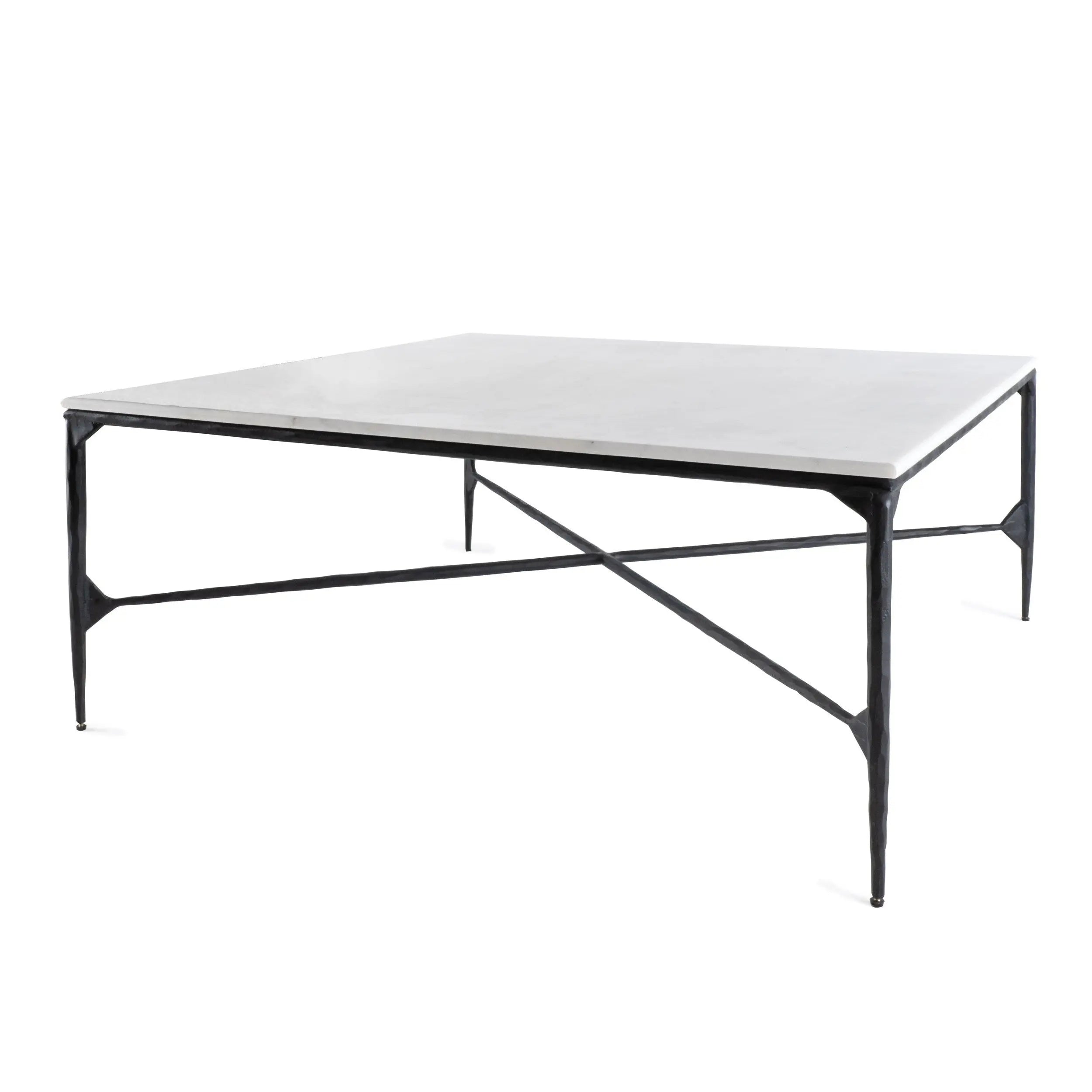 42" Black and White Genuine Marble And Iron Square Coffee Table Homeroots Living Room