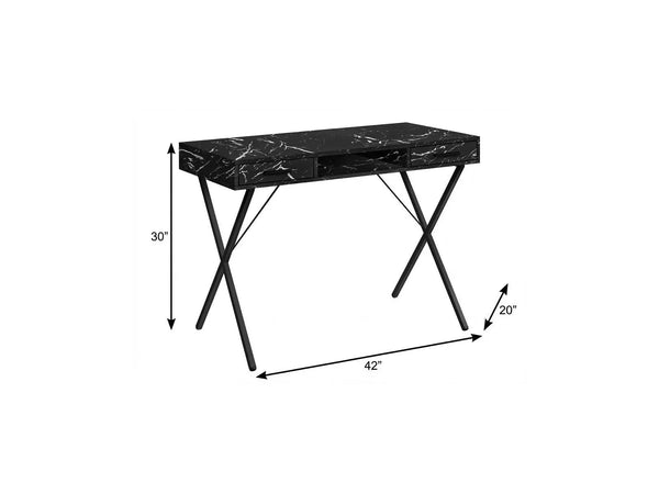 42" Black and White and Black Computer Desk With Two Drawers Homeroots Office
