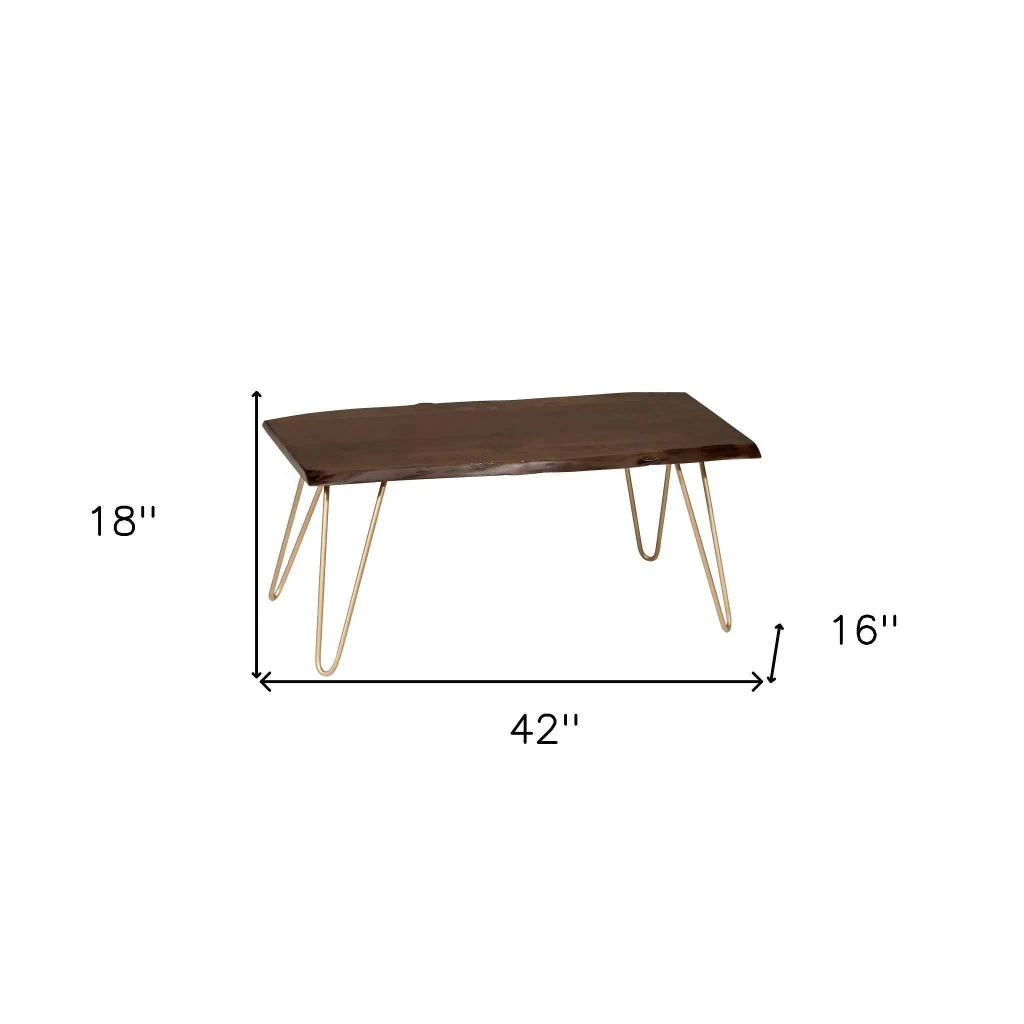 42" Brown And Gold Solid Wood And Iron Coffee Table Homeroots Living Room