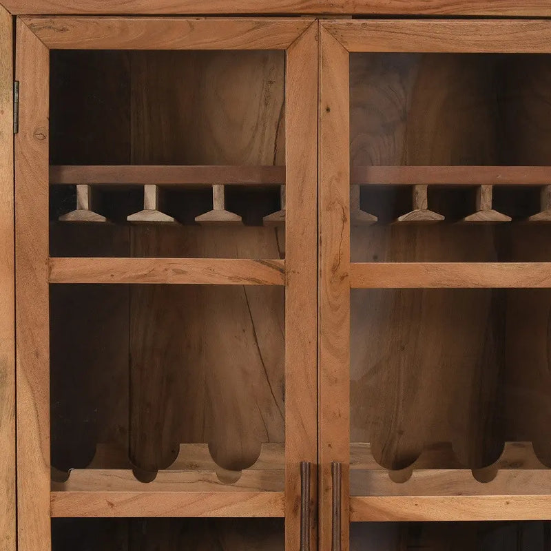 42" Brown Solid Wood And Glass Bar Cabinet With Four Shelves Homeroots Kitchen & Dining