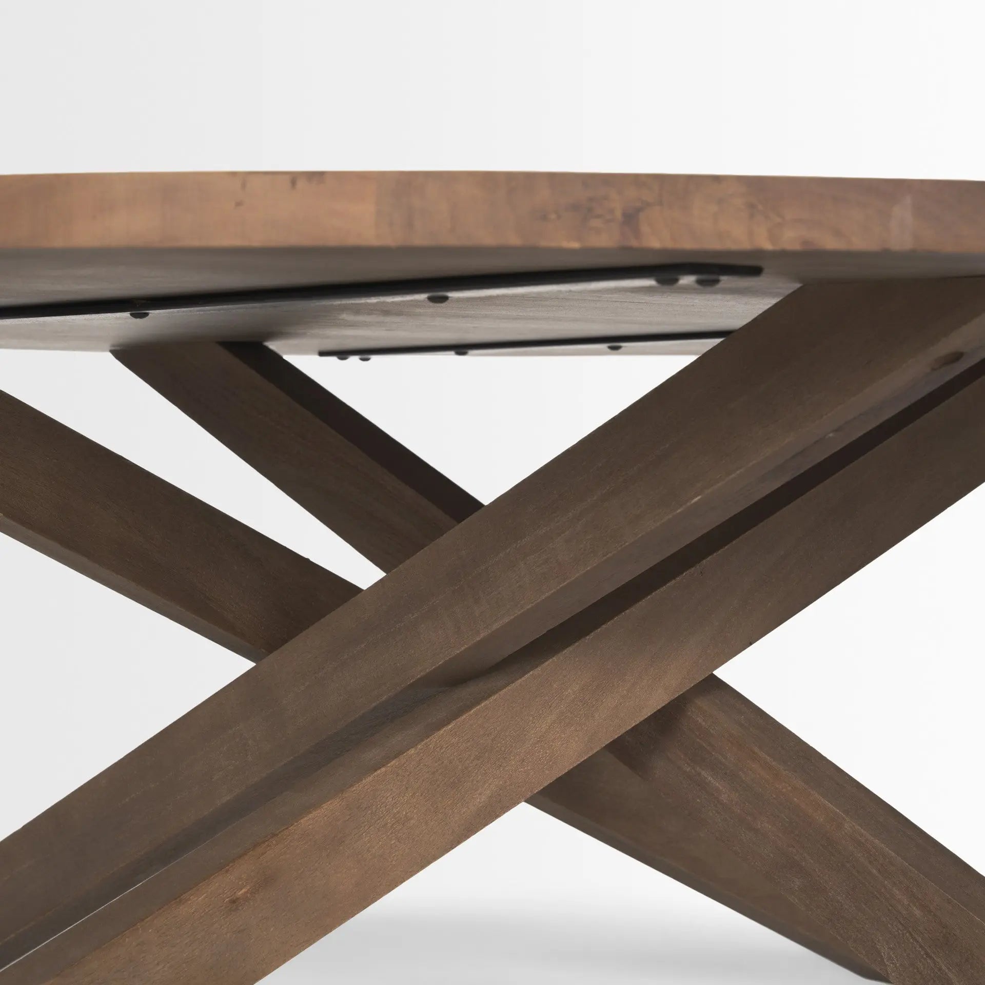 42" Brown Solid Wood Round Cross Legs Coffee Table Homeroots Living Room