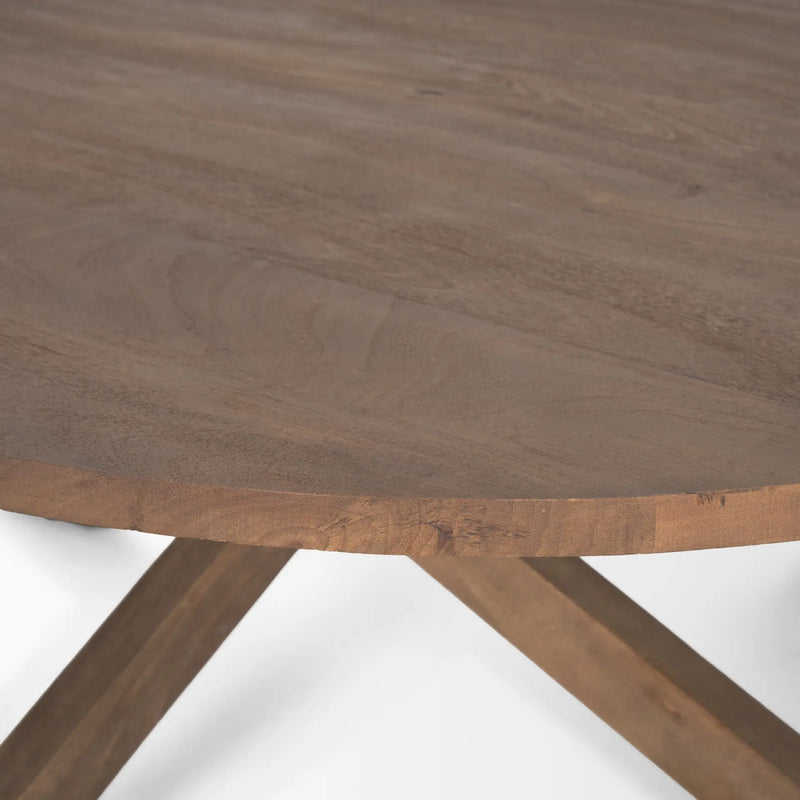 42" Brown Solid Wood Round Cross Legs Coffee Table Homeroots Living Room
