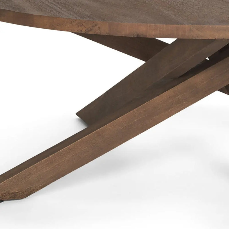 42" Brown Solid Wood Round Cross Legs Coffee Table Homeroots Living Room
