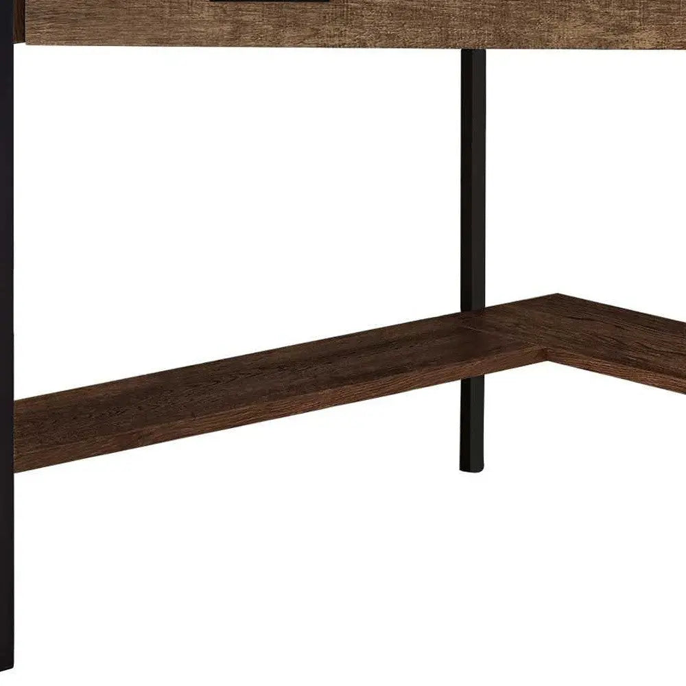 42" Brown and Black Corner Computer Desk - GreatEagleInc