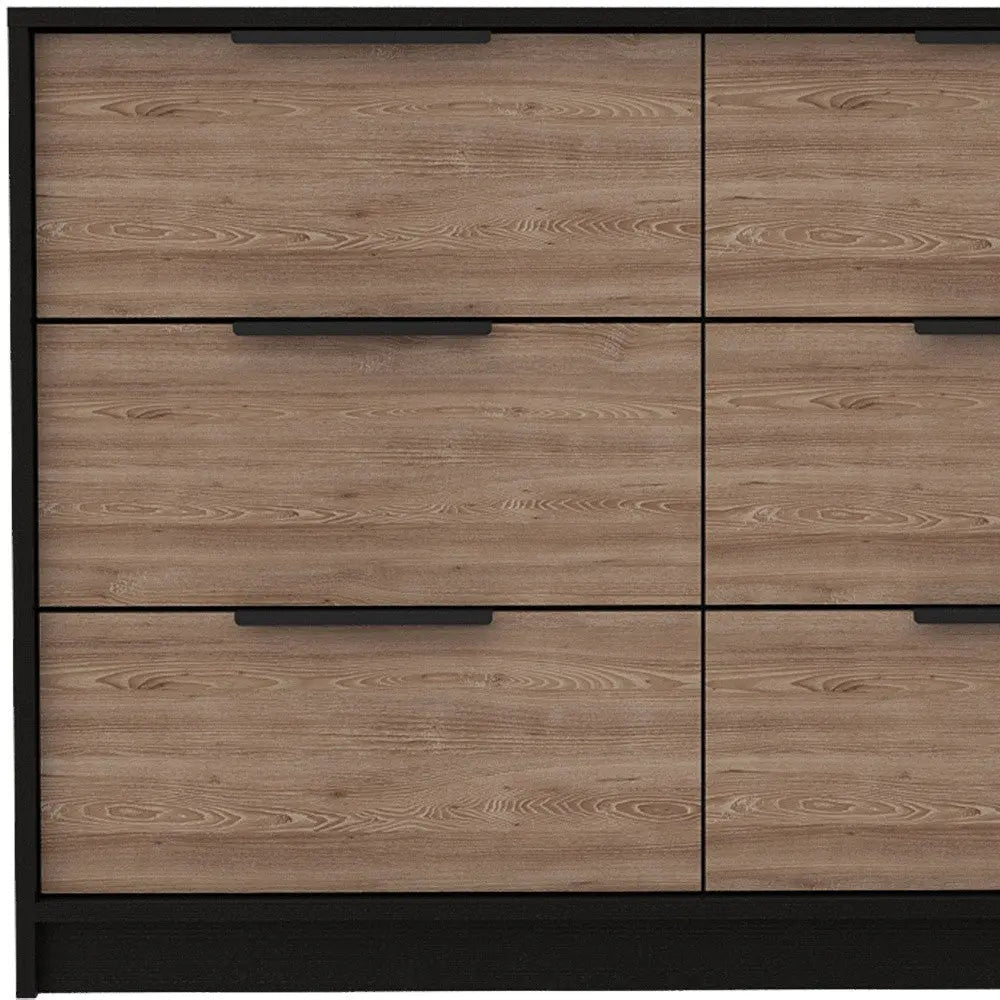 42" Brown and Black Six Drawer Double Dresser Homeroots Bed & Bath