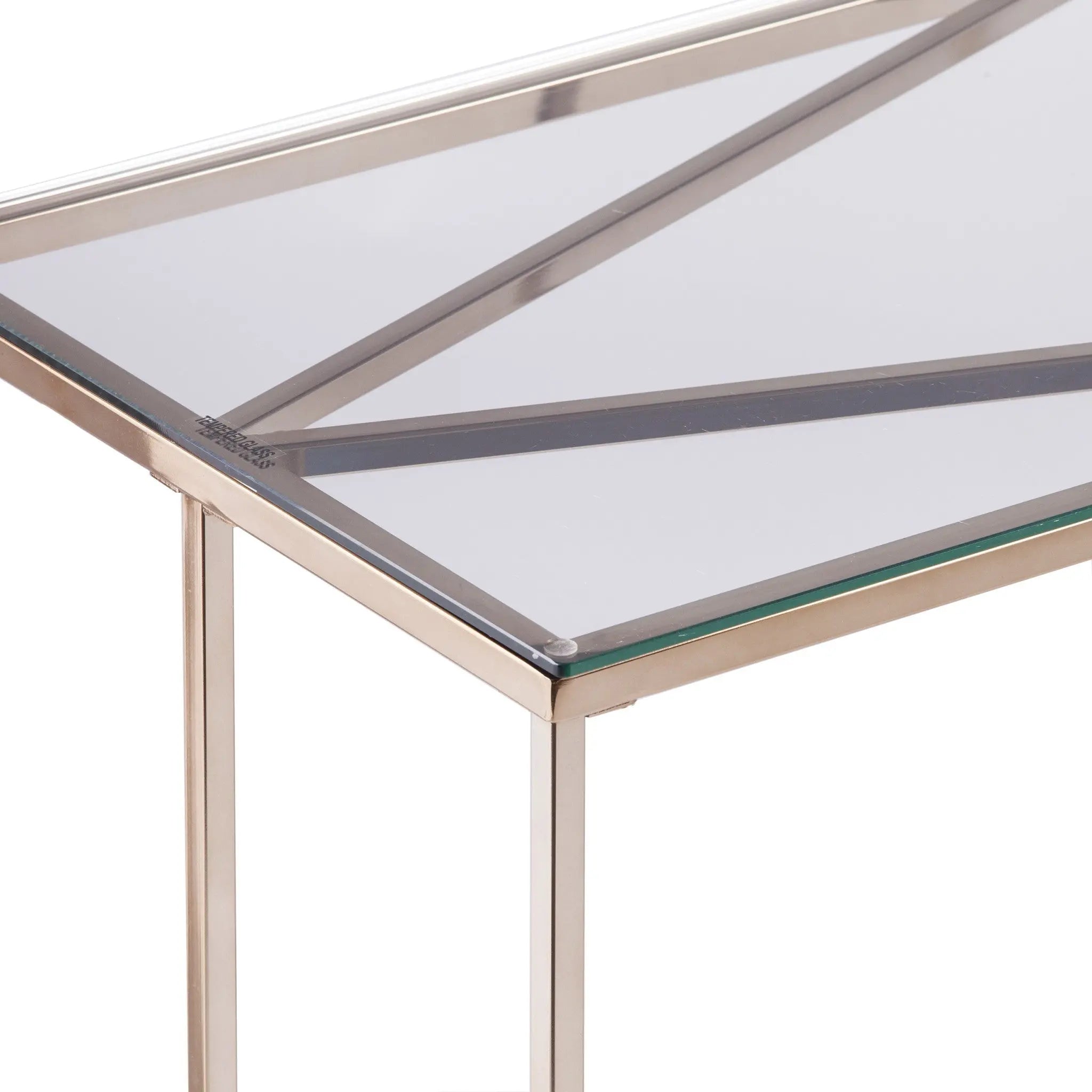 42" Clear and Gold Glass and Metal Frame Console Table Homeroots Living Room